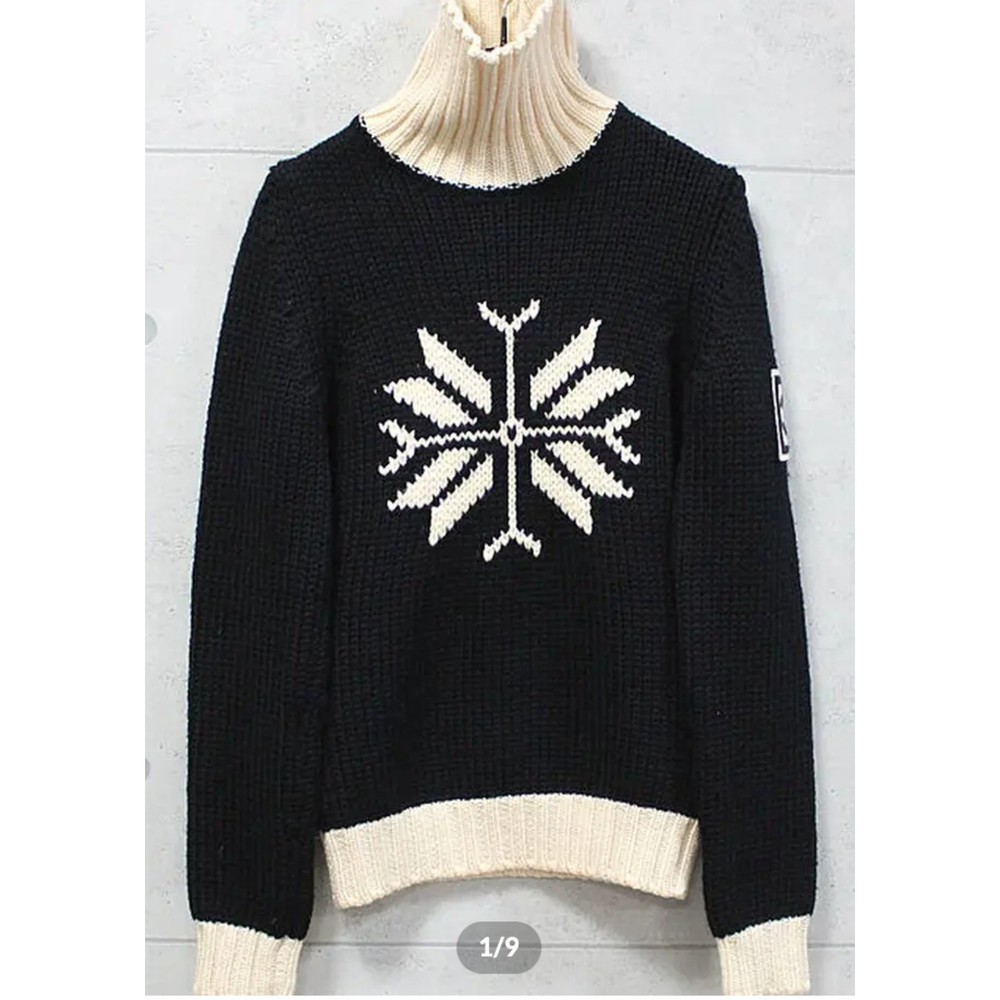 CHANEL & Karl Lagerfeld 2008 08A Snowflake Intarsia Sweater Jumper CC Logo Sz 34
